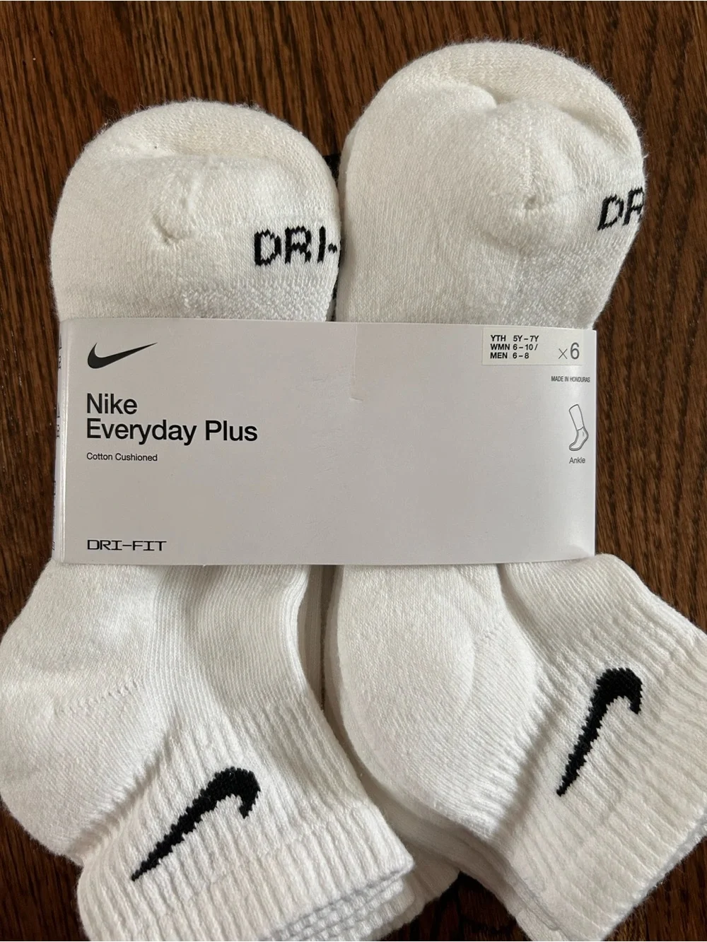 Nike White Crew Athletic Socks with Black Swoosh - 6 Pack